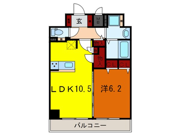 ﾌﾟﾚｻﾝｽ三宮ｴﾚｶﾞﾝｼｱ(1201)の物件間取画像